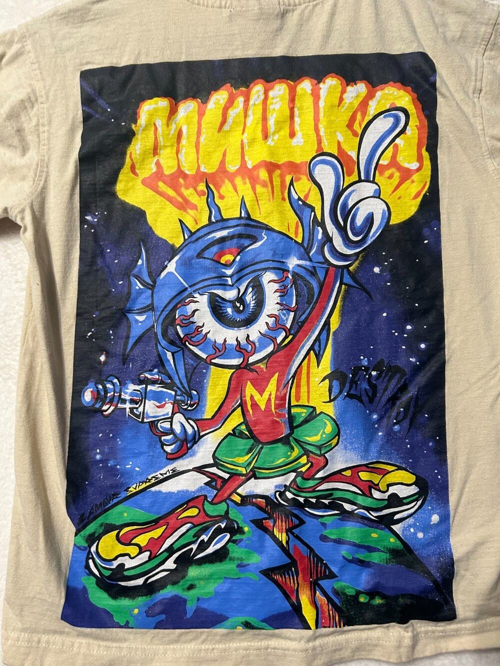 Mishka MNWKA Keep Watch Skeleton Eyeball T Shirt Mens Small Tan
